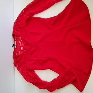 Papaya Red Lace Top
